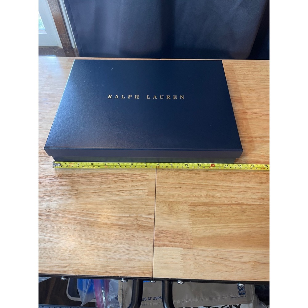 Ralph Lauren Navy Blue Gold Foil Logo Large Gift Box 14x11x2.5 Storage Packaging